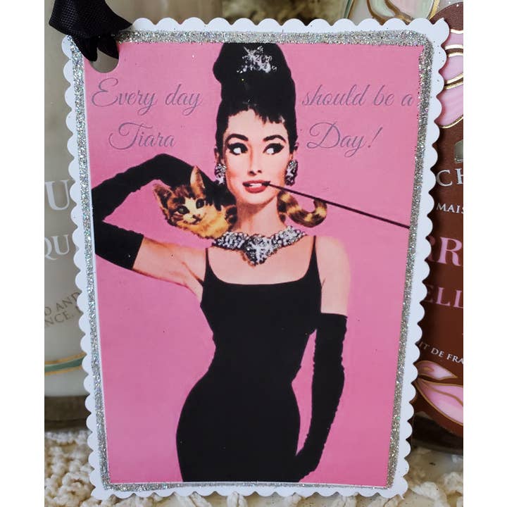 Little Heart Designs - Wholesale Gift Tag - Audrey Hepburn Gift Tag Ever Day Should Be A Tiara Day
