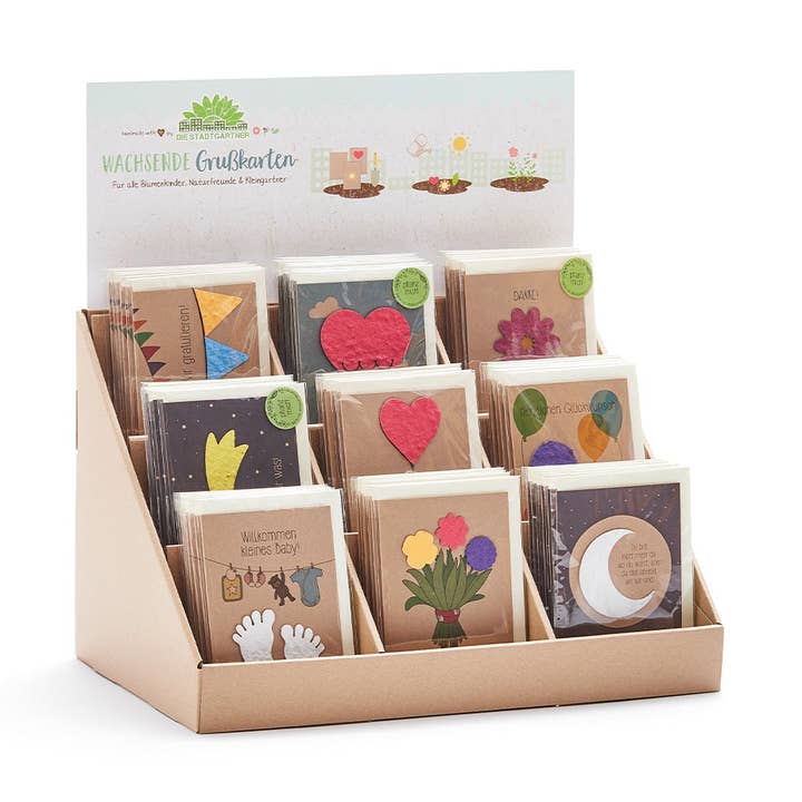 Expositor - Tarjetas de felicitación más vendidas - Paquetes de 6 unidades para venta al por mayor de TDJ Stadtgärtner GmbH