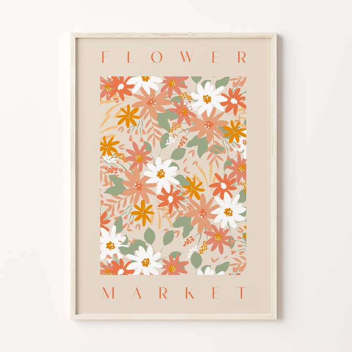 Oranger Blumenmarkt-Druck für den Großhandel von Peach and Home