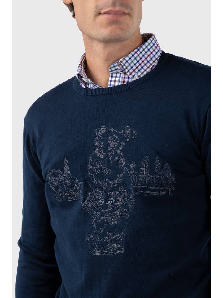 williot - Venta al por mayor Jersey de punto - Hombre - Jersey Mr Williot Londres Bordado Marino