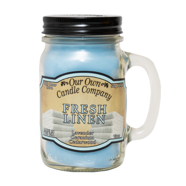 Our Own Candle Company - Wholesale Jar/Filled Candle - Fresh Linen 13 Ounce Mason Jar Candle 0