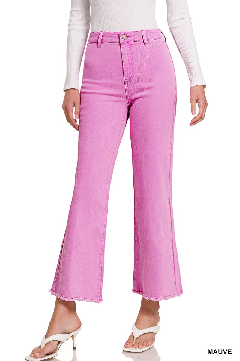 42POPS – wholesale Jeans - Dam – .Syra-tvättade fransiga avklippta raka vida byxor7