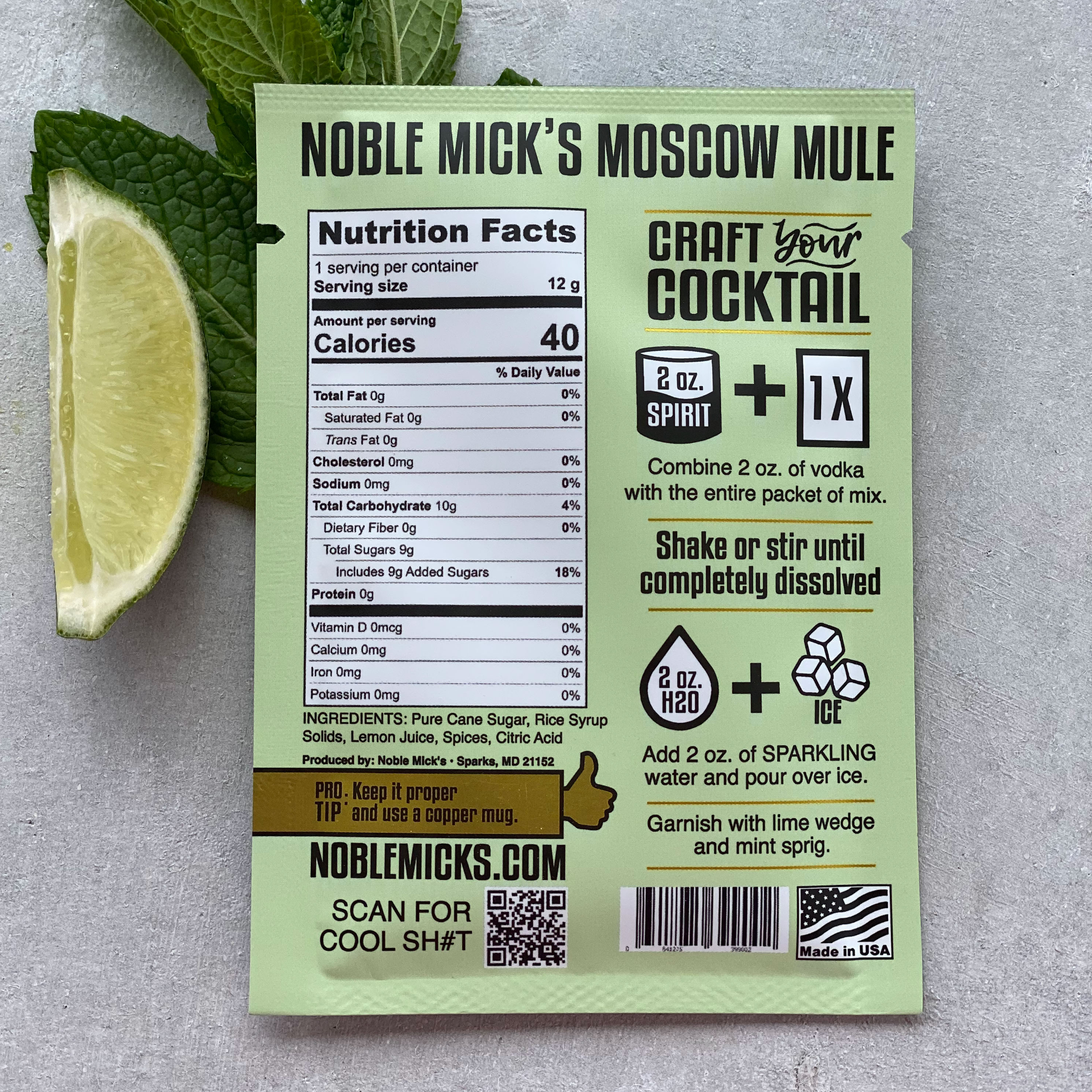 Noble Mick's - Craft Beverage Company - Wholesale Cocktail Mix/Syrup - Moscow Mule Single Serve Craft Cocktail3