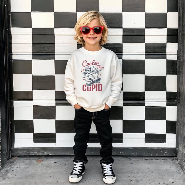 Cooler Than Cupid Sweatshirt - Boys Valentine Sweater for wholesale by TheKingShirt