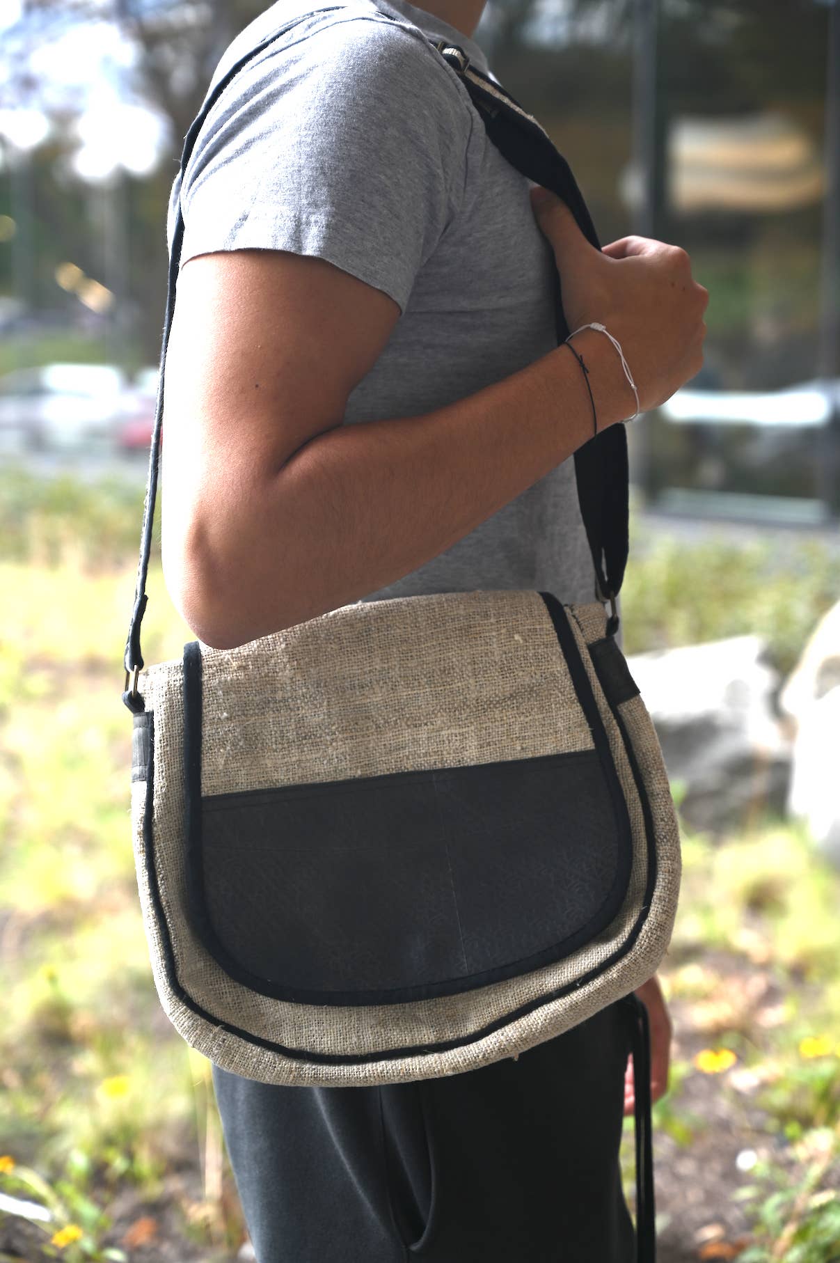 Women of the Cloud Forest - Wholesale Crossbody Bag - Unisex - Vegan Recycled Inner Tube and Hemp Saddle Bag7