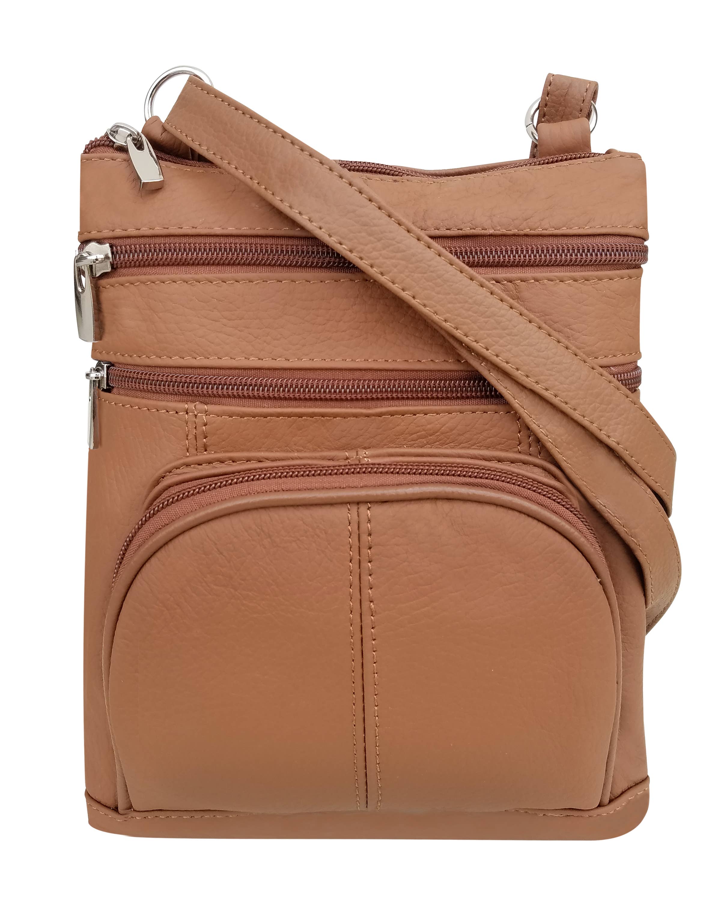 Roma Leathers, Inc. - Vente Sac à bandoulière – femme - Sac à bandoulière en cuir de vachette RM004 avec poche pour téléphone5