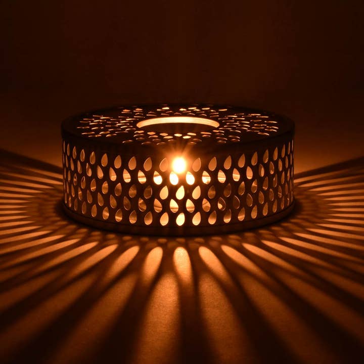 Creano - Wholesale Candle Holder - Creano silver warmer “Leaf” classic stainless steel1