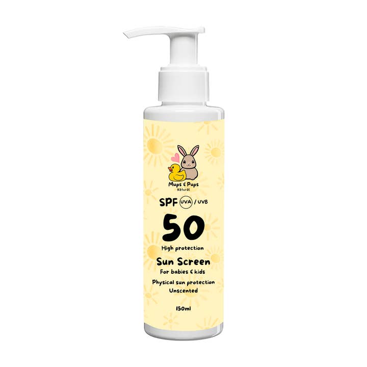 MUPS & PUPS Unscented Organic Sunscreen SPF50 150ml for wholesale by Ihana Luonto Pro