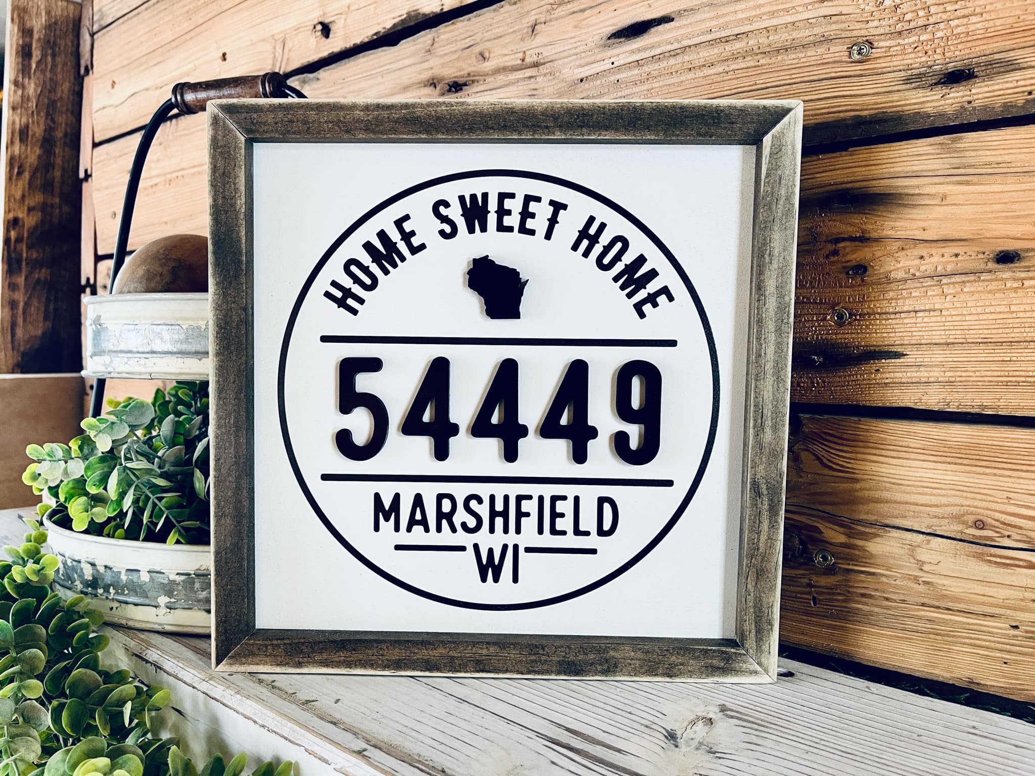 The Farmer's Wife - Wholesale Sign - Custom Home Zip Code Sign | Personalized City & Zip Code Decor | Raised Lettering & Printed Background0