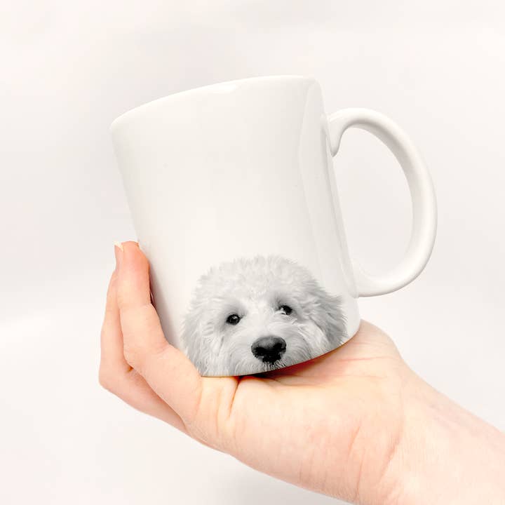 Perkie Prints - Wholesale Coffee Mug - Peeking Doodle 1 (LIght Goldendoodle) Mug