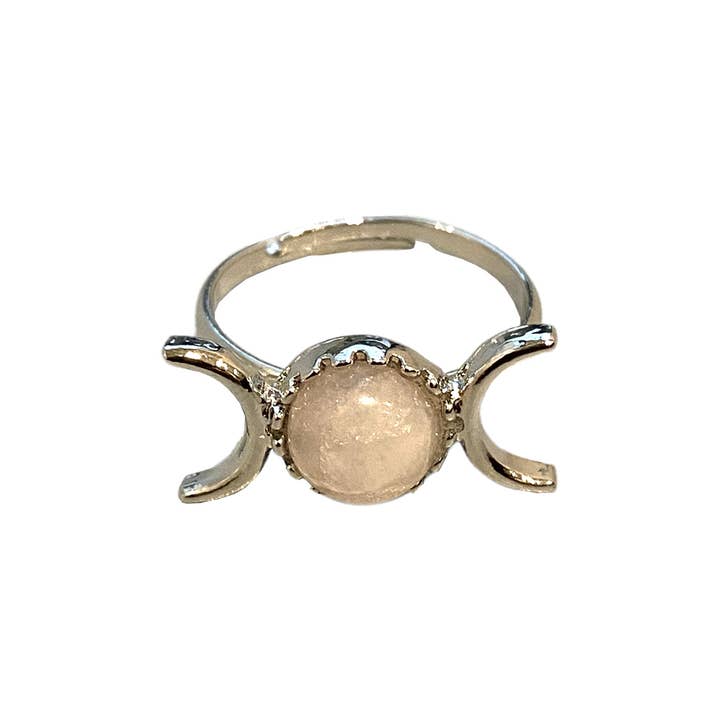 VIE - Wholesale Single stone/solitaire ring - Adjustable Triple Moon Ring with 0.5cm Gemstone23