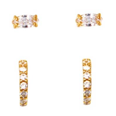 CUBIC MARQ STUD & HOOP 2-TEILIGES SET, GOLD/TRANSPARENT für den Großhandel von Fabienne