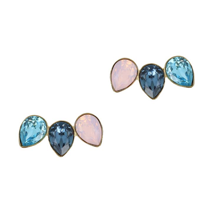 Boucles d'oreilles classiques triple feuille en or avec opale Rosewater - fait main pour la vente par OTAZU