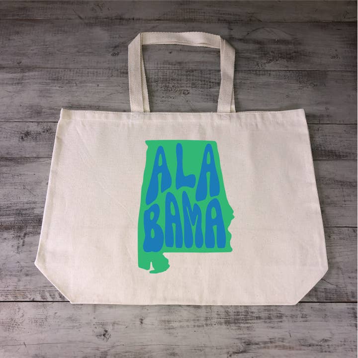 Alabama State Heavy Cotton Jumbo Canvas Reusable Tote Bag for wholesale by by BellaBlue