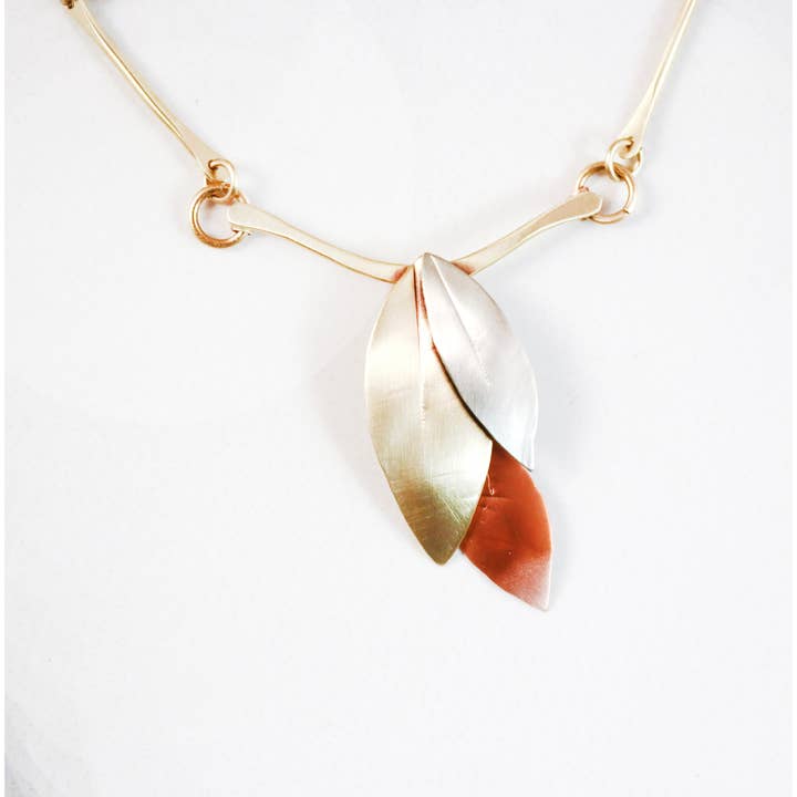 Garden Path Necklace in Brass, Copper & Nickel Silver for wholesale by Whitney Designs Ltd.