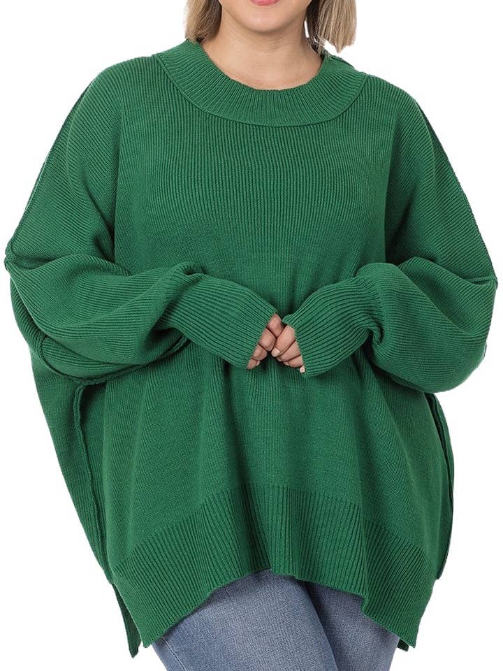 Plus Side Slit Oversized Sweater for wholesale by Vanilla Monkey