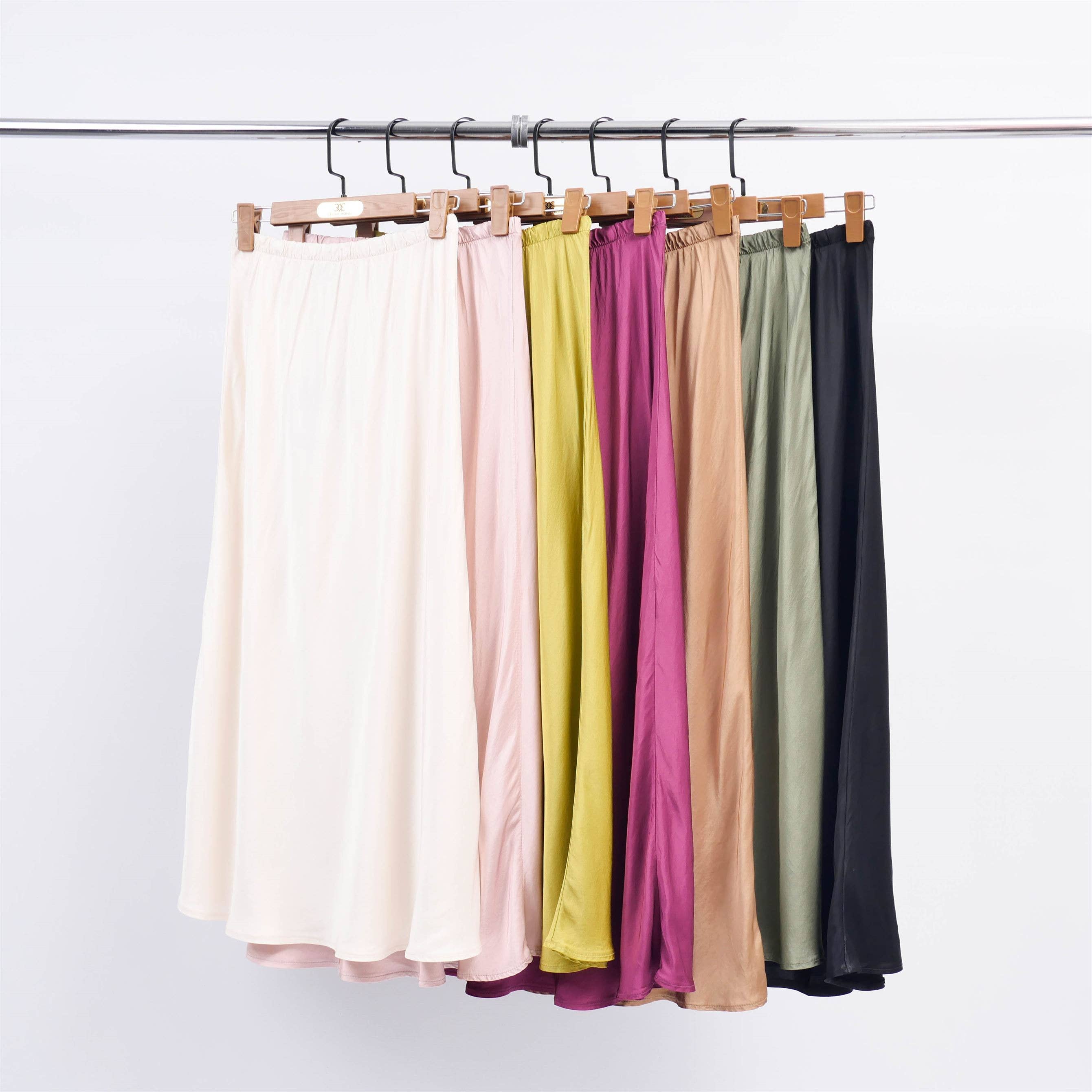 Cecile Wang - Wholesale Skirt - Women's - Fluid mid-length satin skirt DB820616
