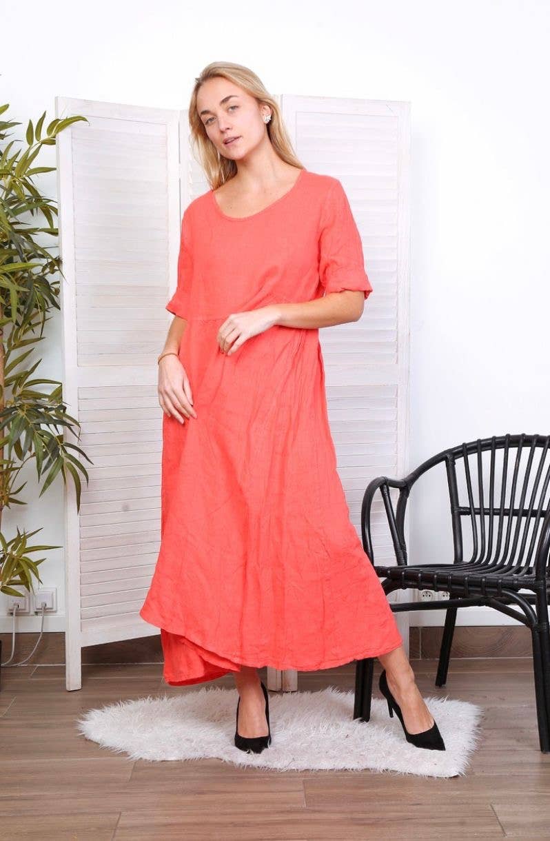 LÉA & LUC - Wholesale Dress - Women's - Long dress in 100% linen REF.714829