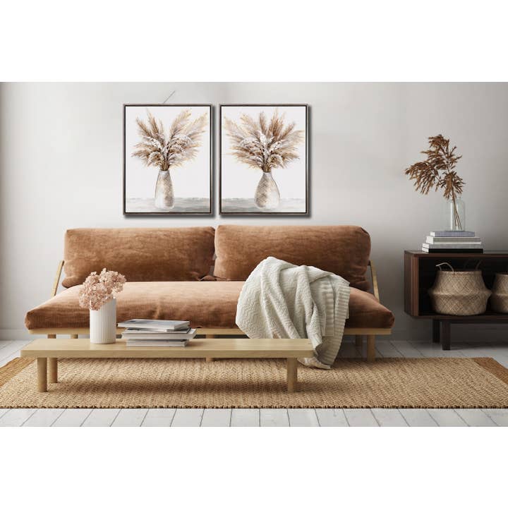 Brown Gray White Pompette II Canvas Wall Art for wholesale on Faire
