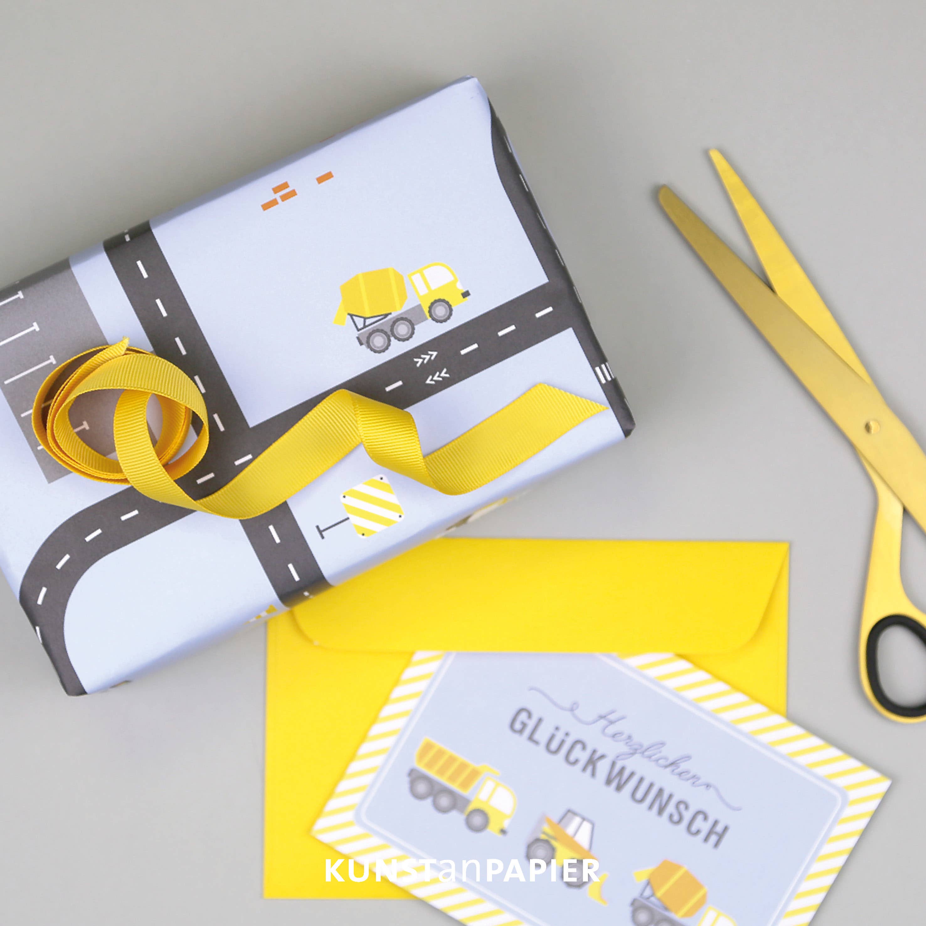 Kunst an Papier - Wholesale Flat Wrap - Gift wrap construction site Bob6