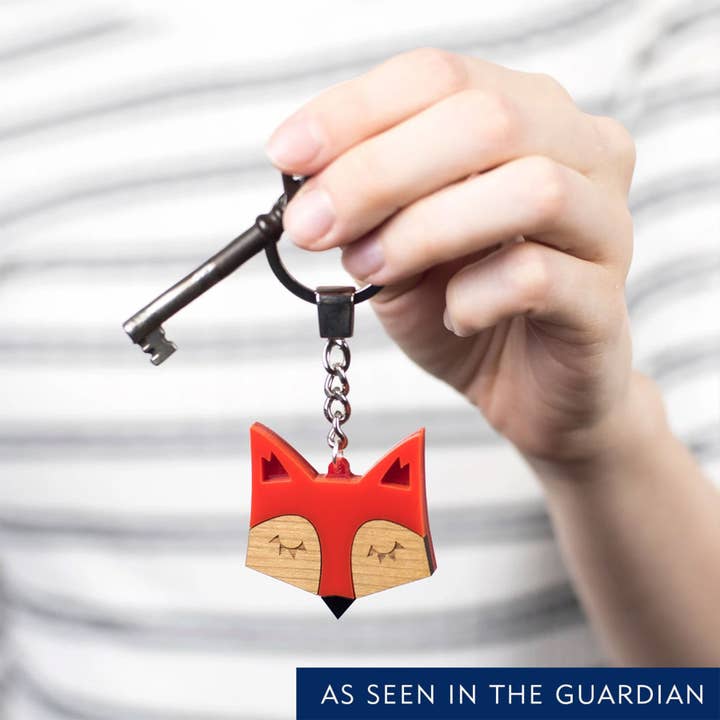 Fox Acrylic & Wood Keyring for wholesale by Laura Danby