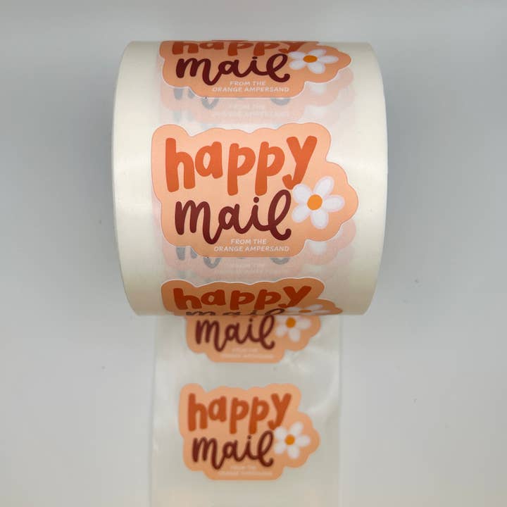 The Orange Ampersand - Wholesale Sticker - Custom Happy Mail Roll Labels (Add Your Biz name!)4