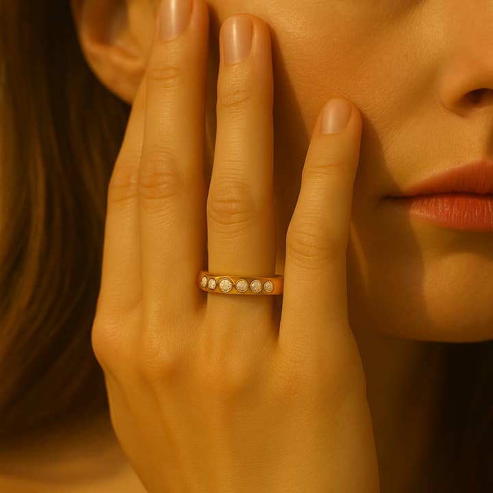 Lily flo jewellery – wholesale Multi-stone ring – Facet Scatter Ring in 18k Gold with Round Diamonds (Copy)1