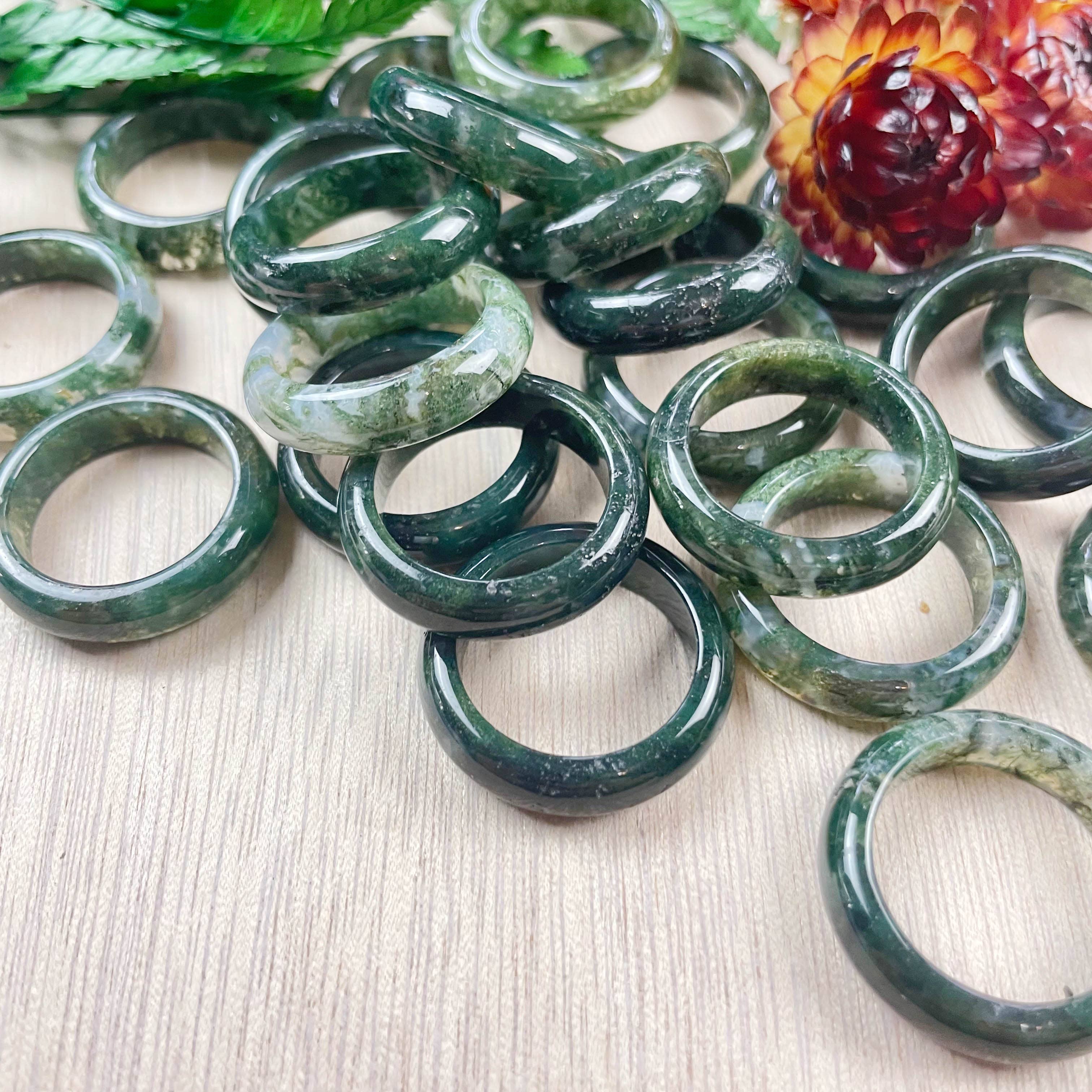 Ewelina Pas Jewelry – wholesale Band/Stackad Ring – Moss agat 6mm bandet Ring8