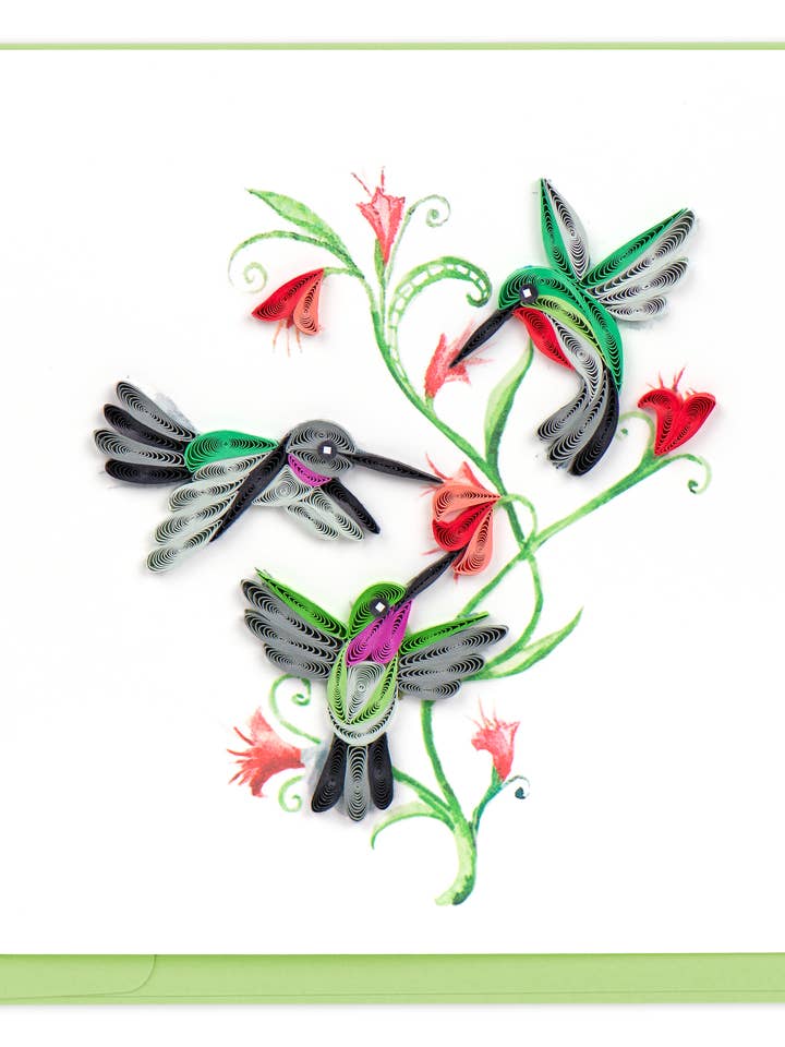 Colibrì - Biglietto Quilling, Biglietto d'Auguri Fatto a Mano per la vendita all'ingrosso da parte di Second Nature Ltd