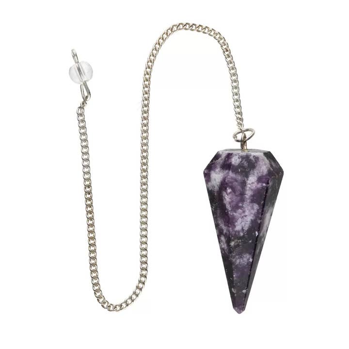 Pendolo sfaccettato di mica lepidolite (FAC5) per la vendita all'ingrosso da parte di Vives de la Cortada S.L