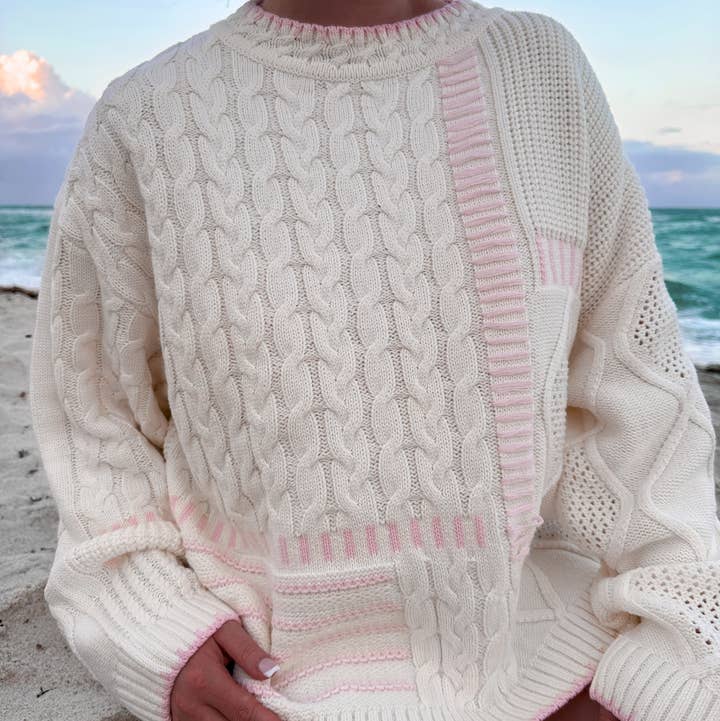 Ivory Light Pink Simple Girly Sweater for wholesale on Faire5