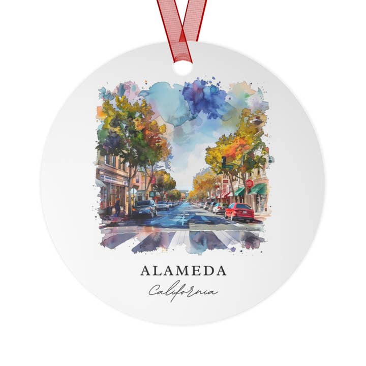 Premium Travel Art - Wholesale Ornament - Alameda Ornament | Ceramic Material | Gold String
