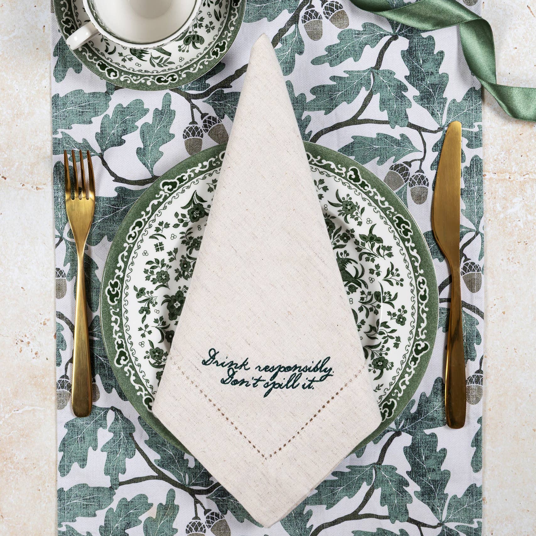 Pintail Candles | Avalon Home - Wholesale Dinner & Cloth Napkin - Drink Responsibly Linen Napkins | Embroidered Napkins2