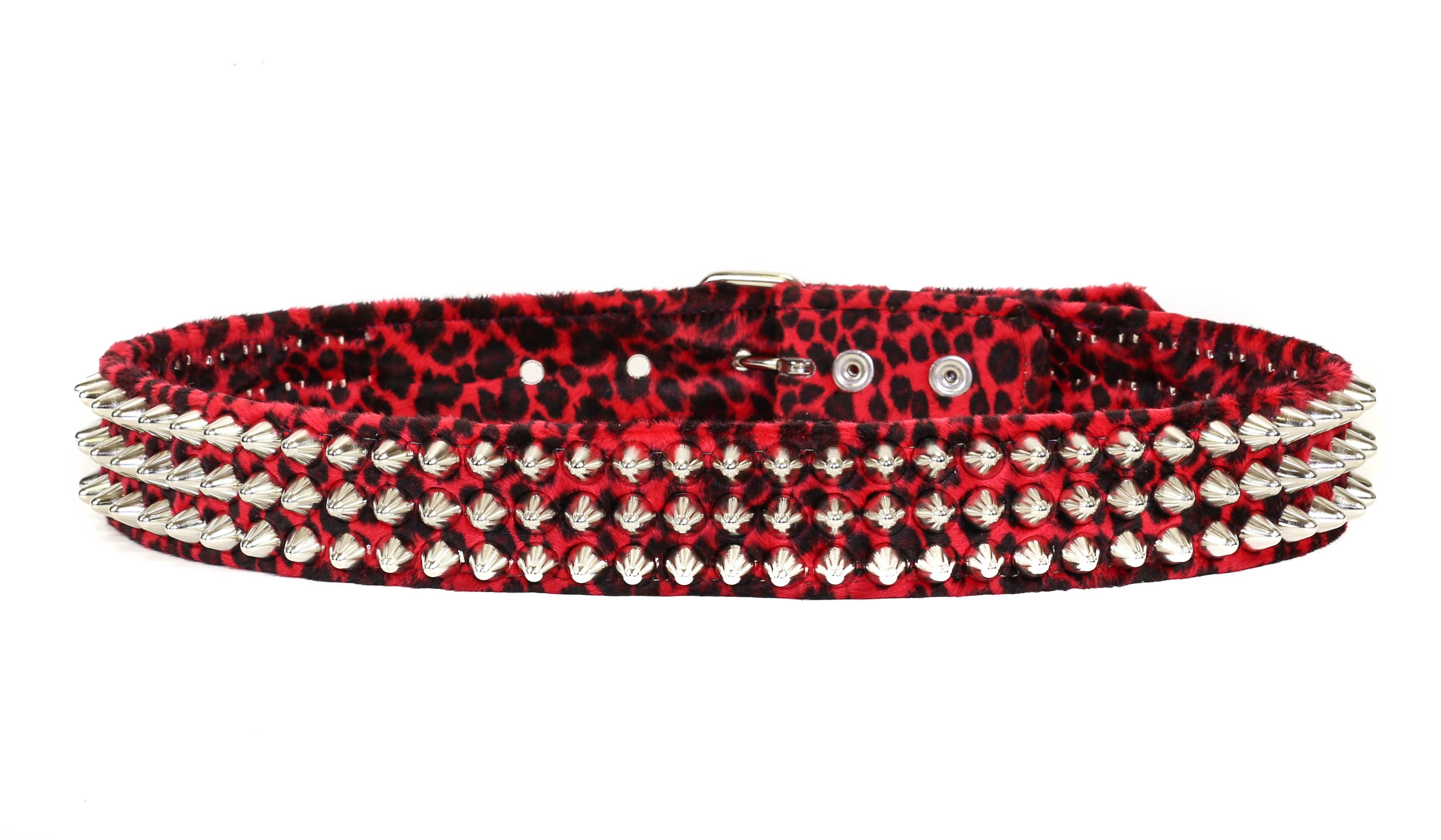 Funk Plus - Vente Ceinture – femme - CEINTURE CLOUTÉE BT153UK-L-LEOPARD UK77 EN TISSU DUVETEUX