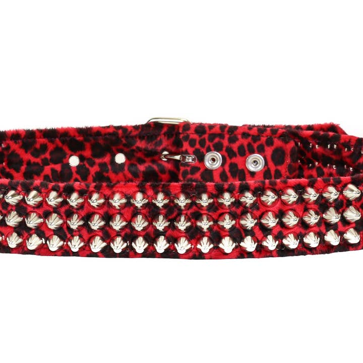 Funk Plus - Vente Ceinture – femme - CEINTURE CLOUTÉE BT153UK-L-LEOPARD UK77 EN TISSU DUVETEUX0