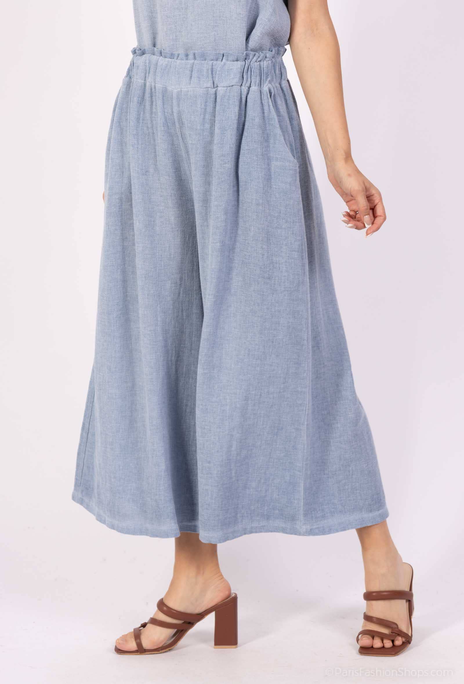Shyloh - Wholesale Pants - Women's - Mid-length wide pants in cotton linen 2065124