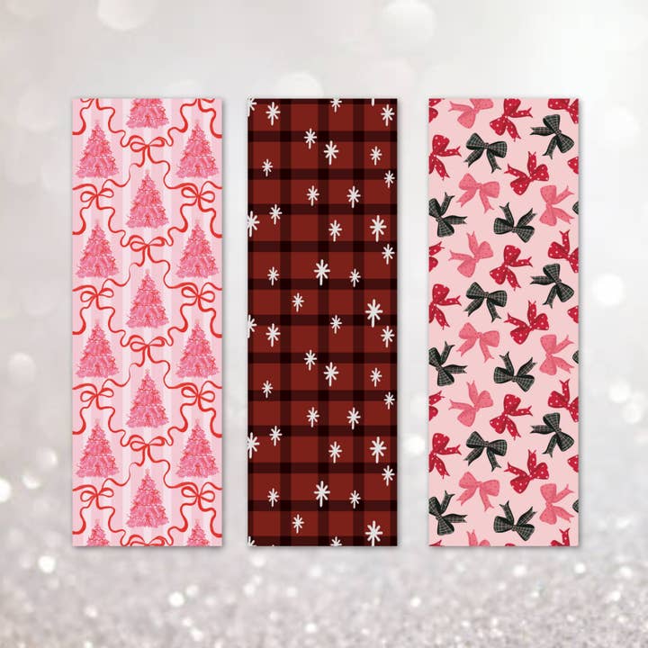 Little Turkey Shoppe - Wholesale Bookmark - Pink Christmas Tree Bookmarks | Red Plaid, Bows
