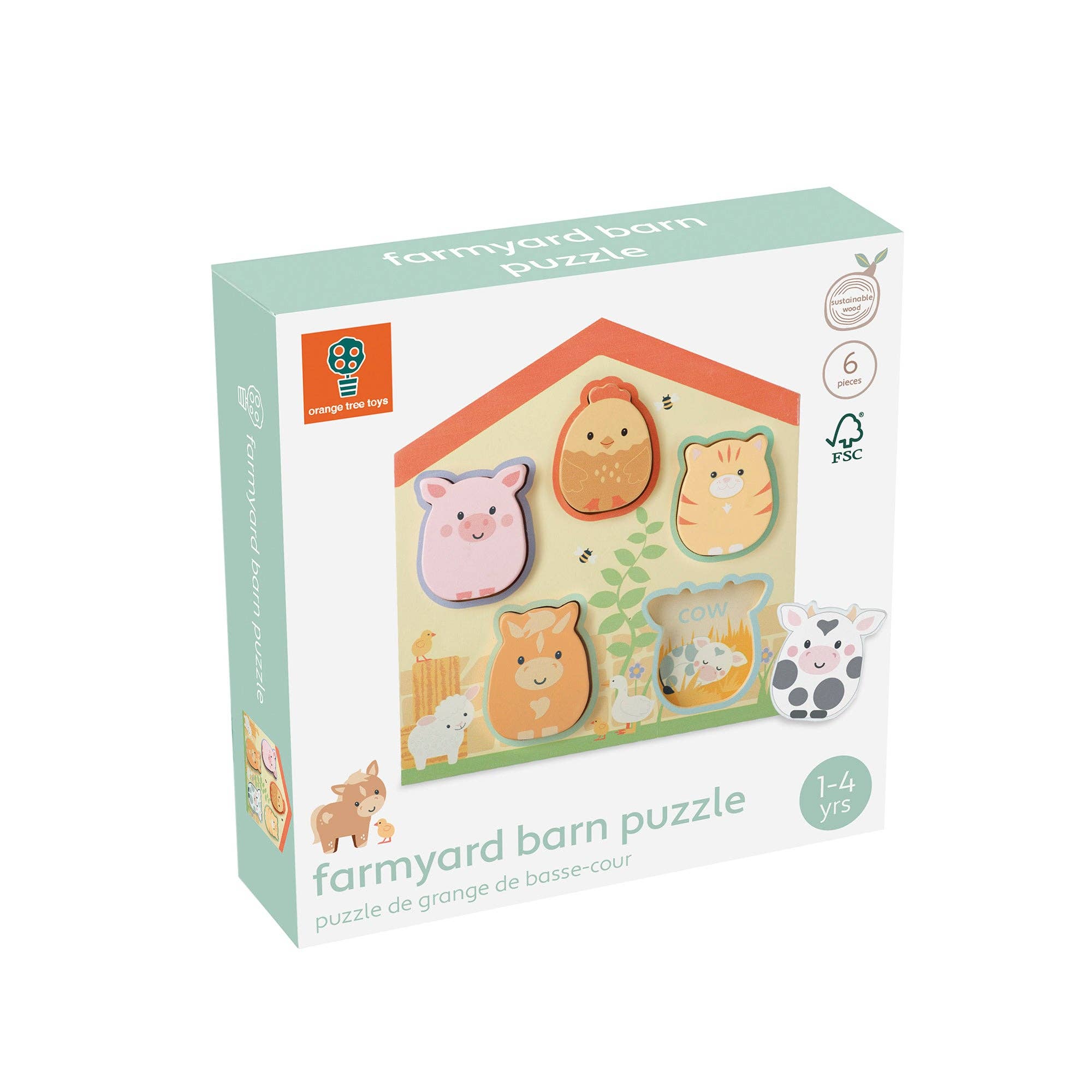 Orange Tree Toys - Vendita all'ingrosso Puzzle - Bambini - Puzzle in legno a forma di fienile con animali della fattoria4