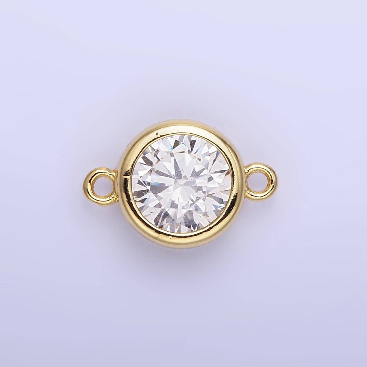 Aim Eternal - Wholesale Individual Charm/Pendant - 14K Gold Filled Birthstone CZ Round Bezel Connector | G937 - G9445