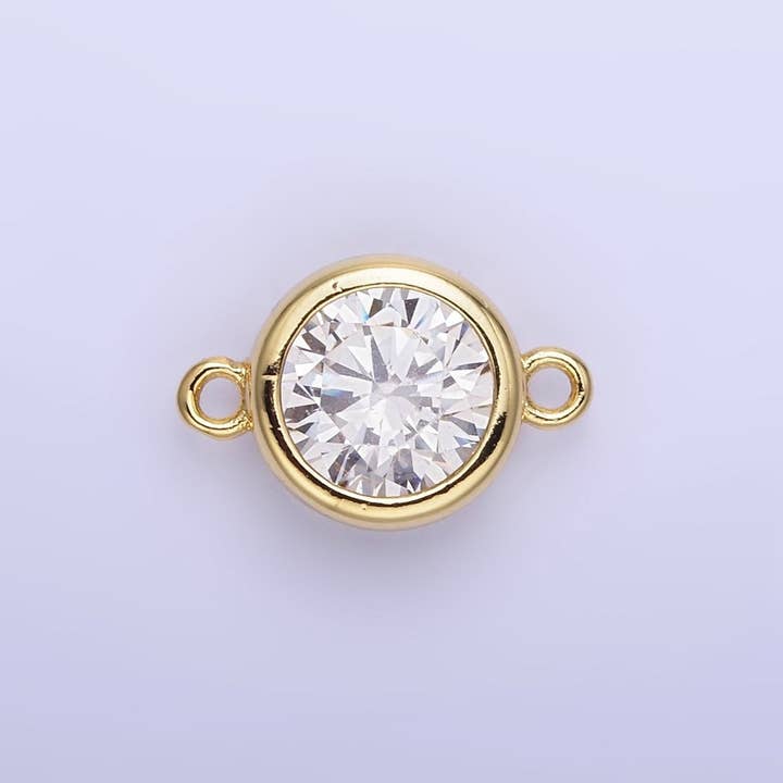 Aim Eternal - Wholesale Individual Charm/Pendant - 14K Gold Filled Birthstone CZ Round Bezel Connector | G937 - G9445