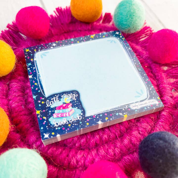 Emily Cromwell Designs – wholesale Sticky notes – Late Night Book Club Sticky Notes 3" x 3"3