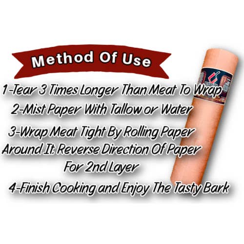 Butcher BBQ Inc - Wholesale Food Storage Wrap/Bag - Pink/Peach Butcher Paper 24"x150'-Perfect for Texas Brisket2
