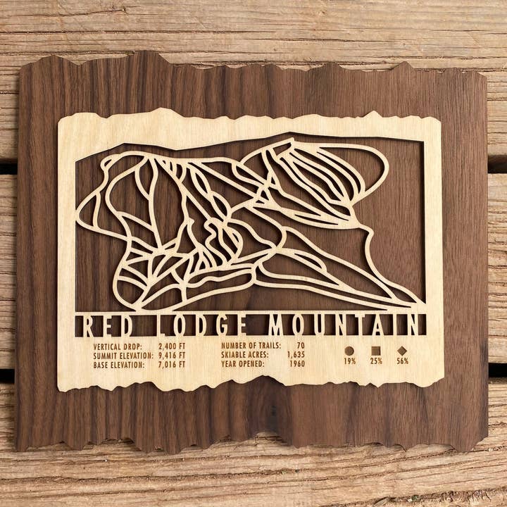 Red Lodge Mountain Map for wholesale by Mountaincut
