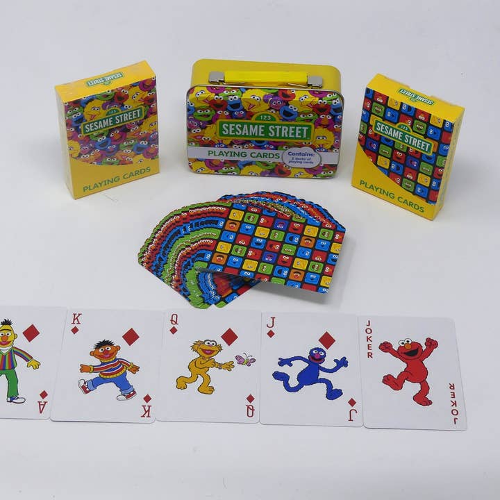 Sesame Street Tin with 2 decks of playing cards for wholesale by Best Value Products