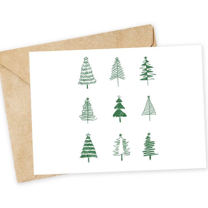 trees holiday card for wholesale by Chewy Lemon Studio