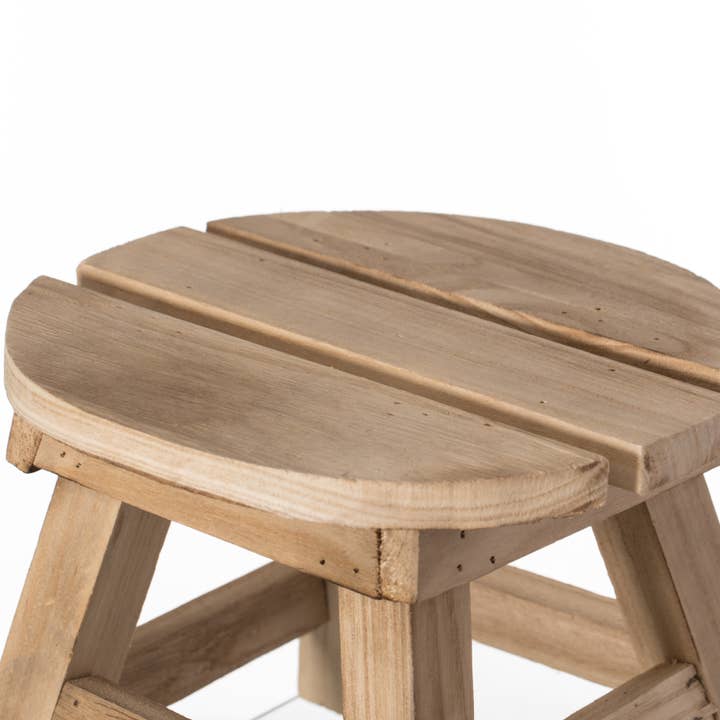 Quickway Imports - Wholesale Stool - Decorative Antique Wood Style Natural Wooden Accent Stool