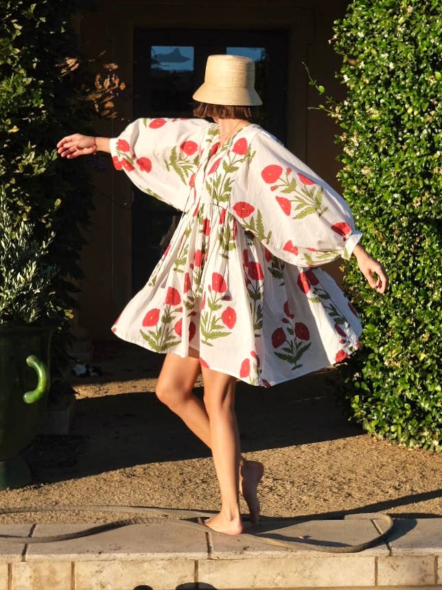 Taj Mini Dress Red Flower for wholesale by Maison Marigold