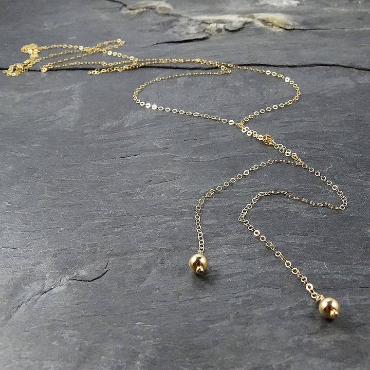 Long Gold Lariat Necklace for wholesale by Designed by Stacey Jewelry