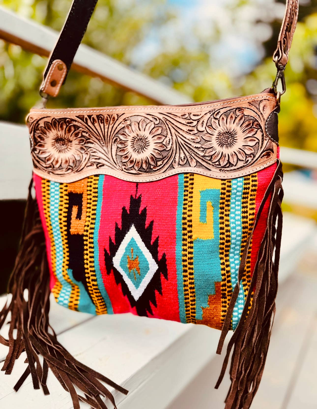 FRINGE & LUXE - Wholesale Crossbody Bag - Women's - Large fringe Saddle blanket bag