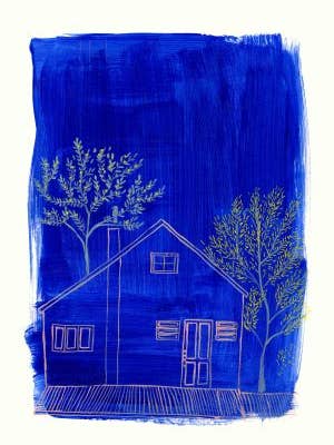 Rosa huset - Hälsningskort för wholesale av Maria Zvaric Illustration